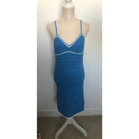 Willow & Wind Dresses | Willow and Wind Blue and White Crochet Midi Dress - M | Color: Blue/White | Size: M | Everydayarmor's Closet